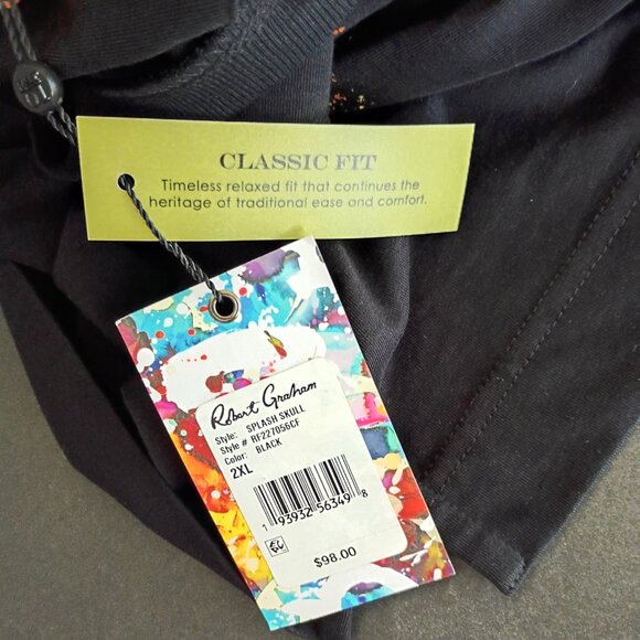 Robert Graham T Shirt Black Splash skull 100% cotton Sz 2XL NWT - Picture 6 of 8